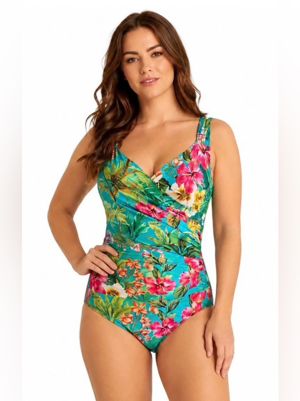 Jantzen NWT Floral Mio Tummy Control One Piece Swimsuit Palms Tropics (0324)